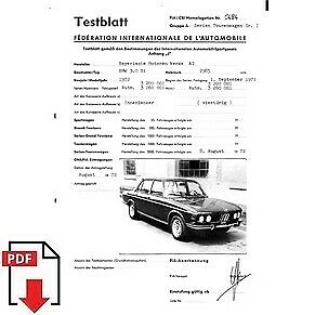 1972 BMW 3.0 SI FIA homologation form PDF download